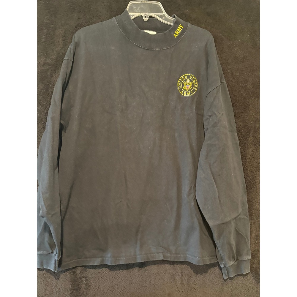 Cotton Deluxe Army Long Sleeve‎ Mock Neck Military Graphic Tee XL